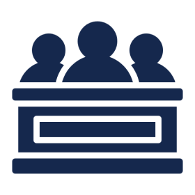 Panel discussion symbol on black background