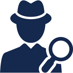 Mystery detective symbol in dark blue